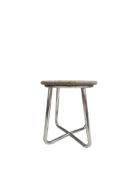 46CMD RECYCLED ELM AND STAINLESS SIDE TABLE