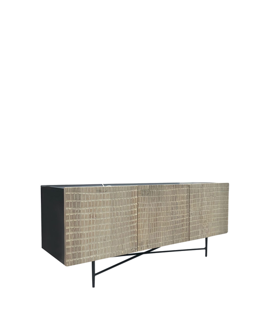 140CML GREY PINE AND STEEL SIDEBOARD