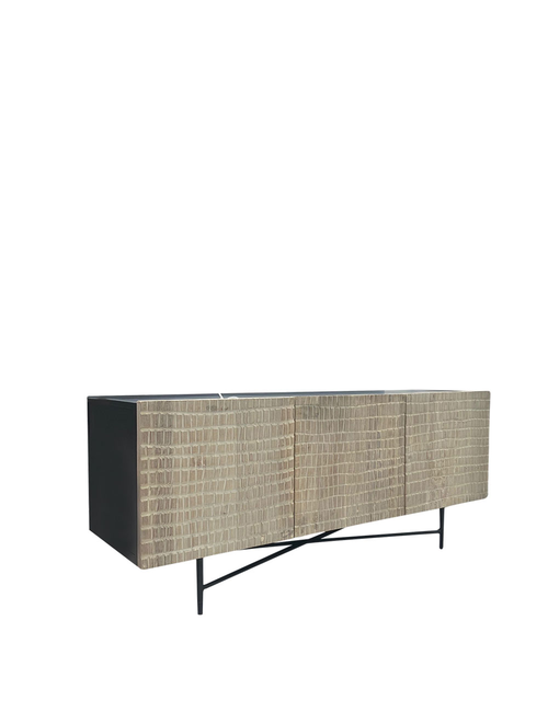 140CML GREY PINE AND STEEL SIDEBOARD