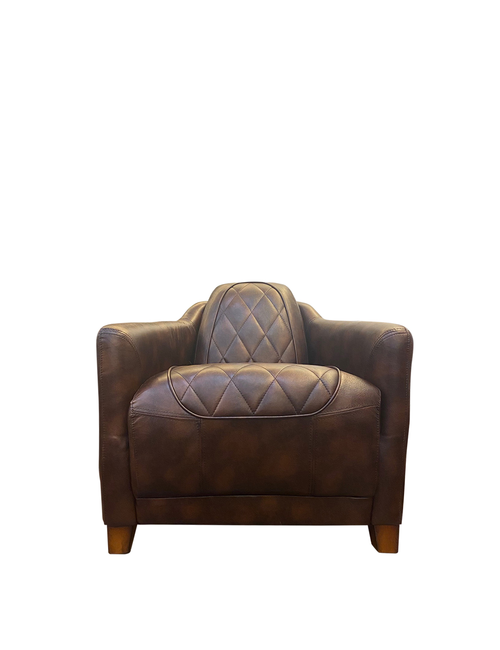 BROWN AGED FAUX LEATHER AIRFORCE CHAIR