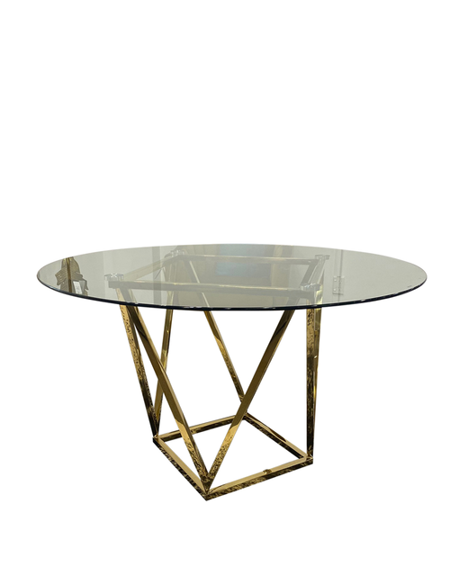 130CMD ROUND GOLD BASE JADEN DINING TABLE - Furniture-Dining Room