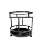 SILVER , CLEAR GLASS ROUND ODEN DRINKS TROLLEY