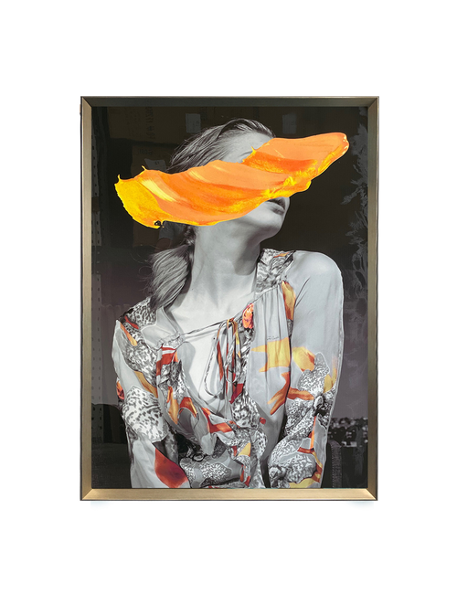 Acrylic - B&W Lady With Coloured Top And Gold Splash