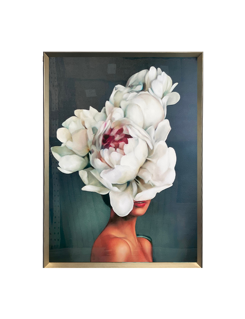 Acrylic - Lady With Peonie Hair - 80Cmw X 120Cmh