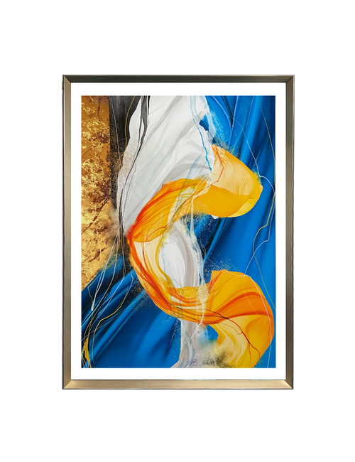 Acrylic - Blue/Gold/ White Fabric Swathes - 70Cmw X 100Cmh