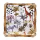 White Velvet Zebra, Elephant, Giraffe Cushion
