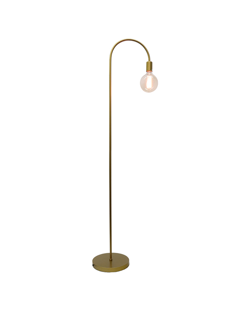 Gold Industrial Curve Floor Lamp
