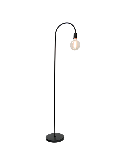 Black Industrial Curve Floor Lamp