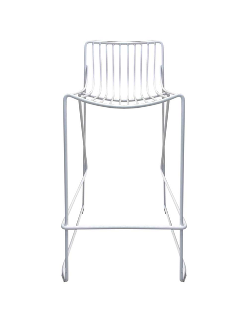 WHITE WIRE SLING COUNTER STOOL