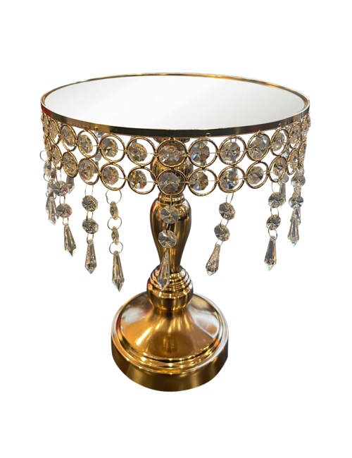 MEDIUM GOLD BLING CAKE STAND WITH CRYSTALS