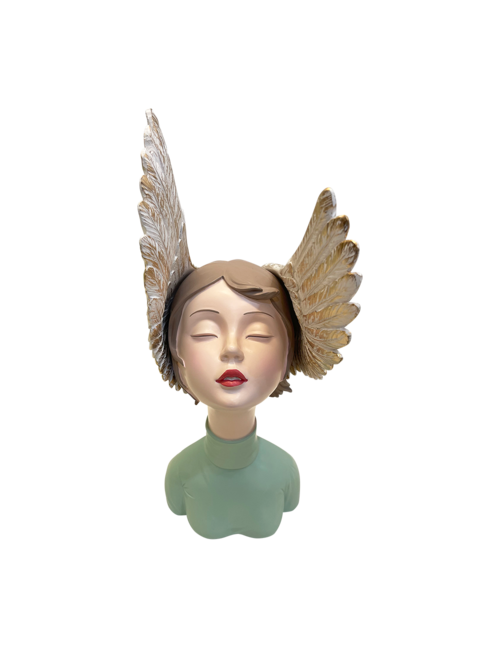 GOLD WINGED GIRL IN MINT GREEN JUMPER