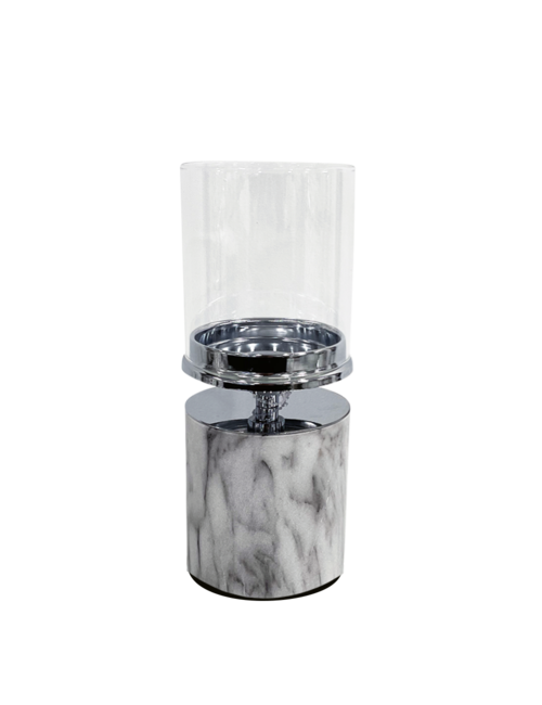 Small Marble Look And Silver Candleholder