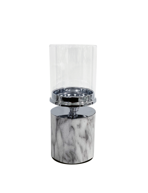 Small Marble Look And Silver Candleholder