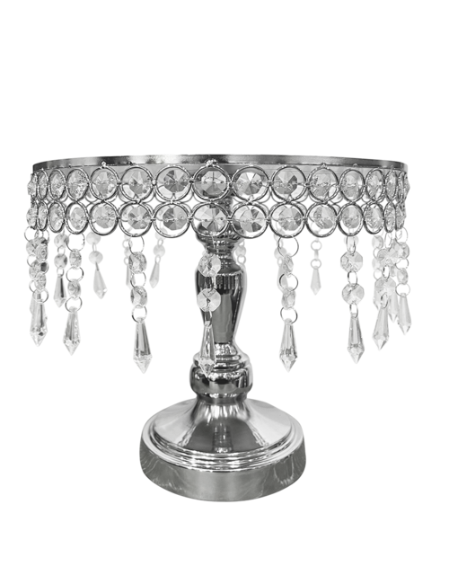 LARGE SILVER BLING CAKE STAND WITH CRYSTALS