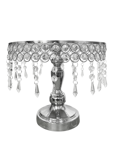 LARGE SILVER BLING CAKE STAND WITH CRYSTALS