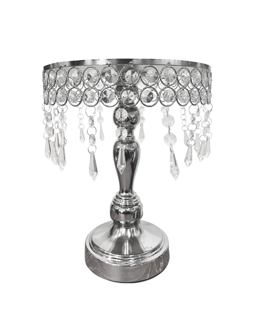 MEDIUM SILVER BLING CAKE STAND WITH CRYSTALS