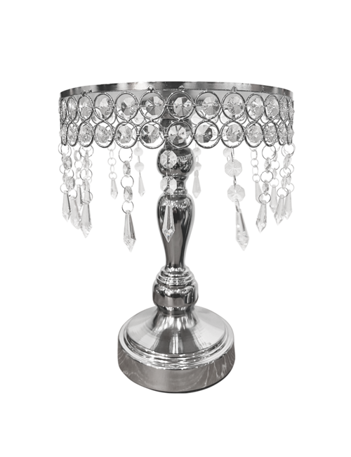 MEDIUM SILVER BLING CAKE STAND WITH CRYSTALS