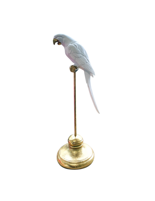 Single White/Gold Parrot On Stand
