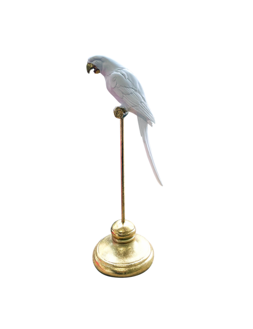 Single White/Gold Parrot On Stand