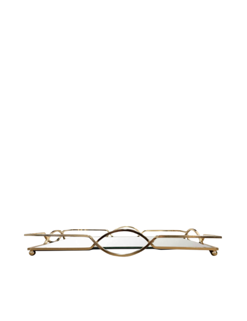 Gold Rectangle Mirror Based Tray - Small