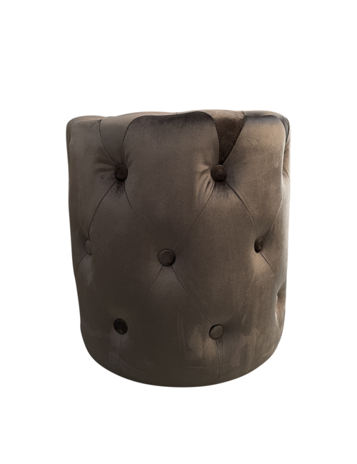 40CMD BROWN VELVET BUTTONED OTTOMAN