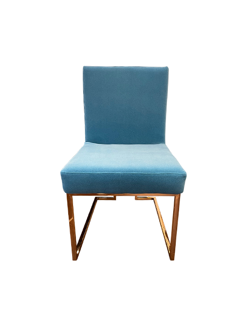 Gold Stainless Dining Chair Aqua Fabric