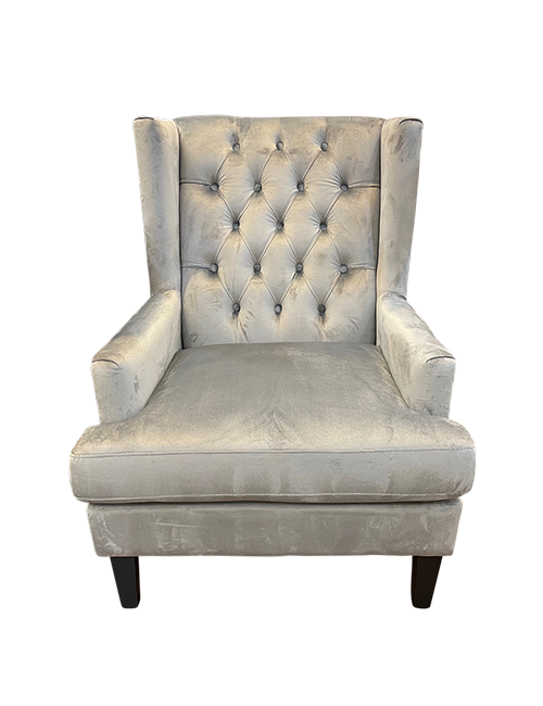 Hudson Armchair In Silver Grey Velvet