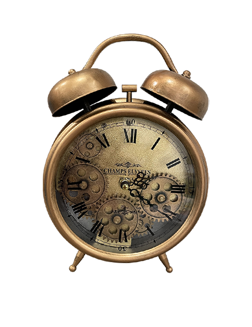 Aged Copper Cog Old Fashioned Alarm Clock Decor Home Affordable Luxury Living Interior Warehouse Metal Aged Copper Cog Old Fashioned Alarm, Old Fashioned Alarm Clock