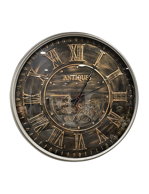 103CMD AGED BLACK 'ANTIQUES' COG CLOCK