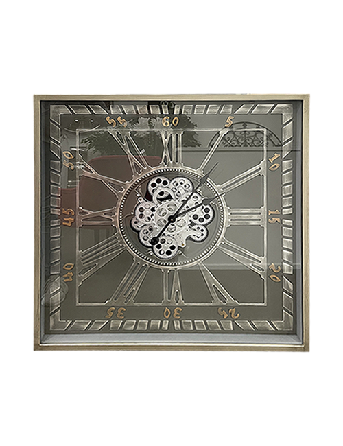 80Cmsq Grey Square Cog Clock