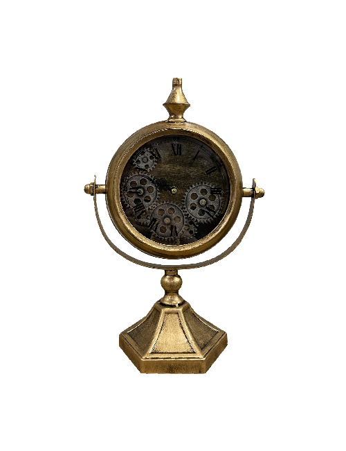 GOLD COG CLOCK ON STAND