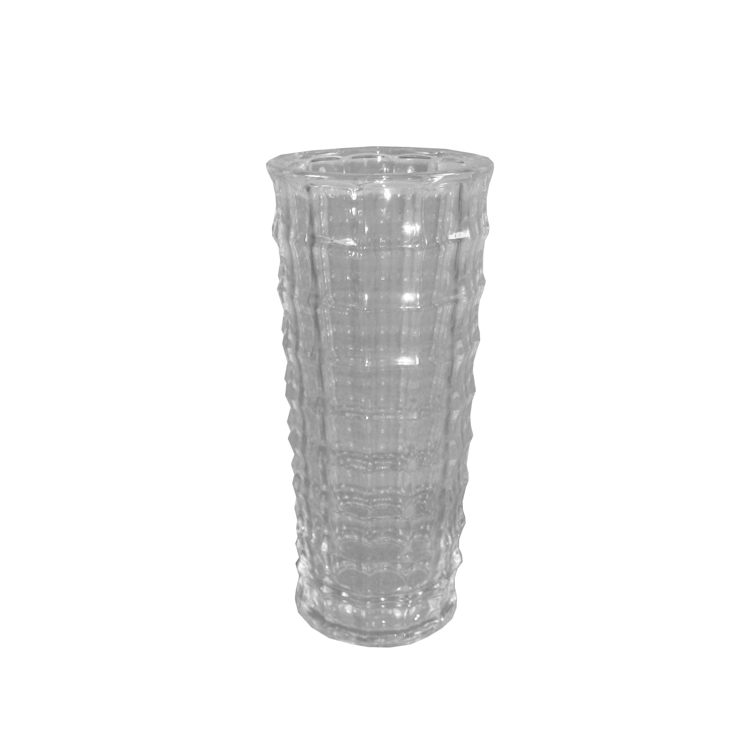 Small Cyl Vase With Square Pattern Home Decor Clear Glass Vases