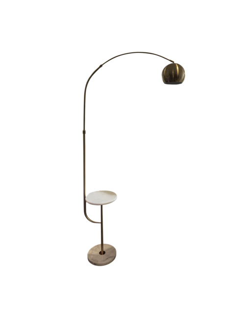 GOLD ARM AND SIDE TABLE FLOOR LAMP