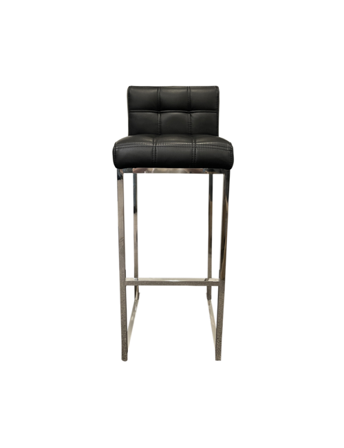 Stainless Steel And Black Pu Bar Stools