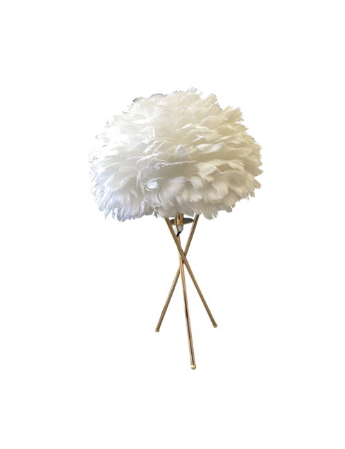 GOLD TRI LEG FEATHER BALL TOP TABLE LAMP