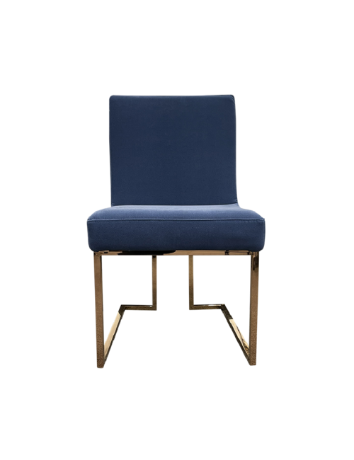 Rose Gold Stainless Dining Chair Blue Fabric