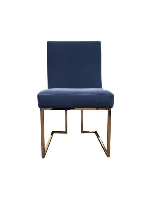 Rose Gold Stainless Dining Chair Blue Fabric