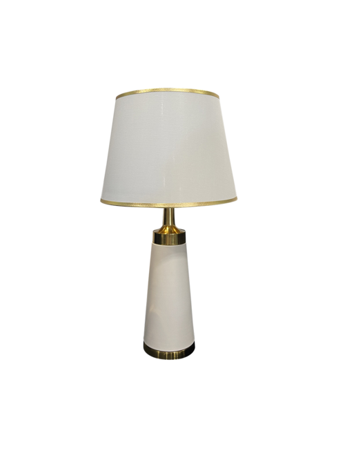 White Base Gold Rim Table Lamp