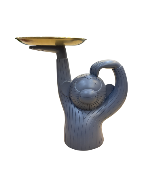 Grey Monkey Holding Gold Tray
