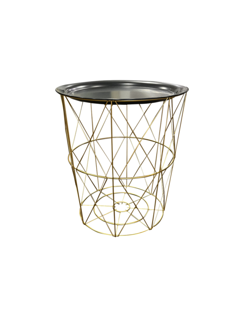 MEDIUM GOLD TABLE WITH BLACK TRAY TOP FurnitureLiving Room Furniture