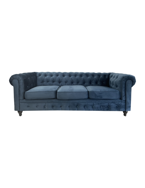 Velvet Chesterfield 3 Seat - Jeans Blue