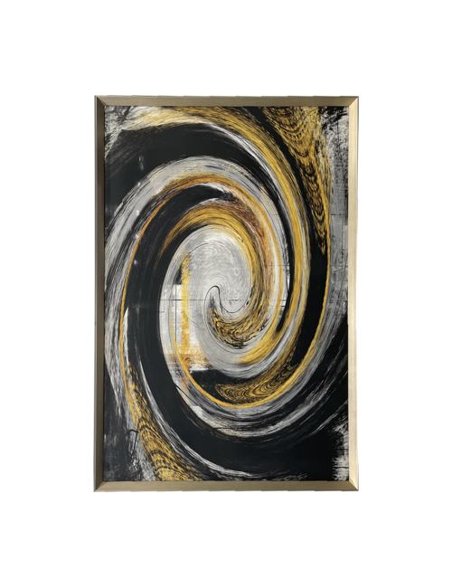 BLACK/GOLD SWIRL ACRYLIC FRAMED ART