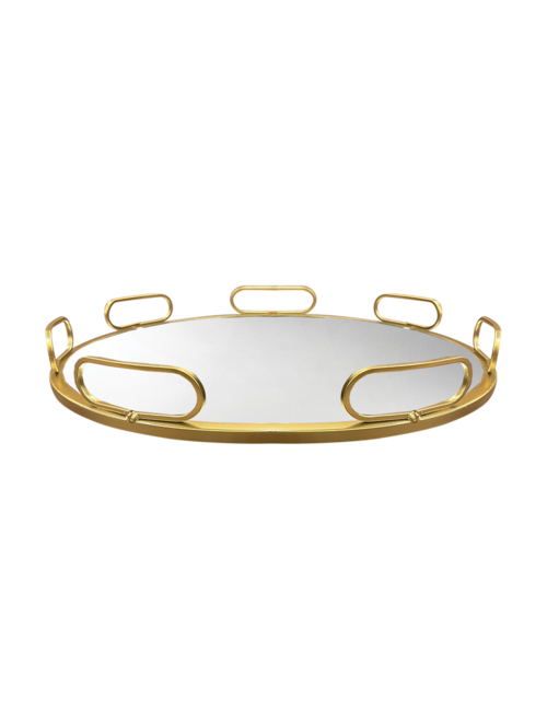 LARGE ROUND GOLD RING DISPLAY MIRROR BASE