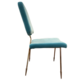 Rose Gold Stainless Dining Chair Light Blue Fabric