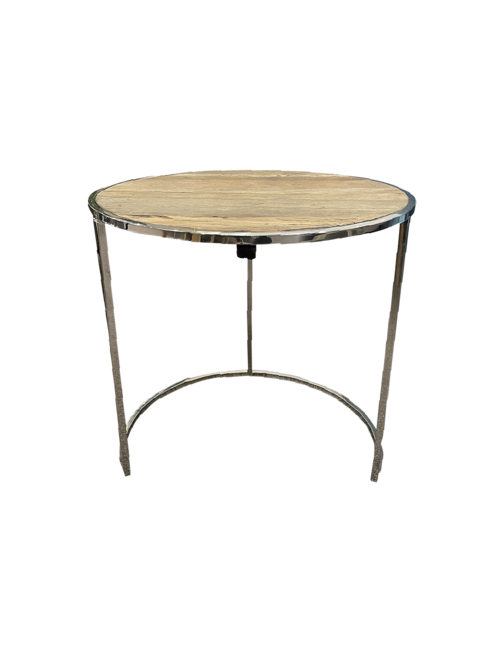 63.5CMD RECYCLED ELM AND STAINLESS SIDE TABLE