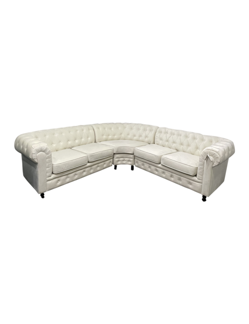 White Velvet Chesterfield Corner Suite