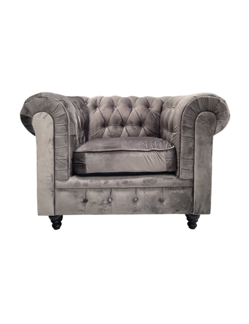 Velvet Chesterfield 1 Seat - Dark Grey