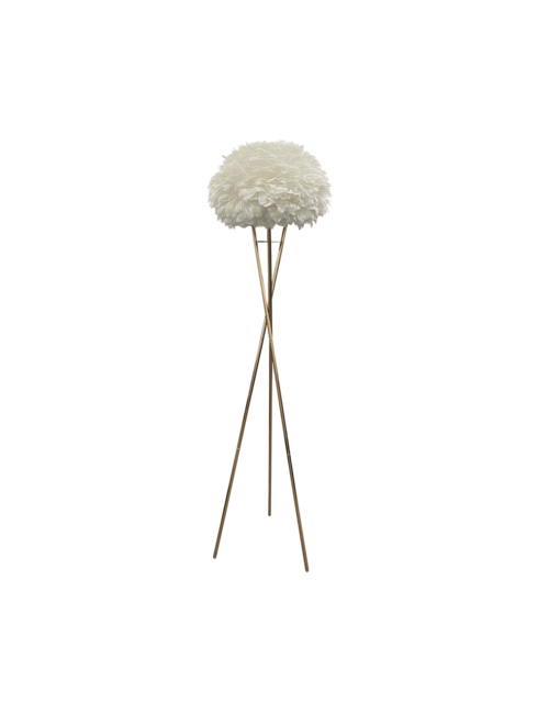 FEATHER FLOOR LAMP ON TRI GOLD LEGS