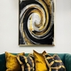 BLACK/GOLD SWIRL ACRYLIC FRAMED ART