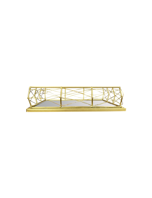 Large Square Gold Caged Display Mirror Base